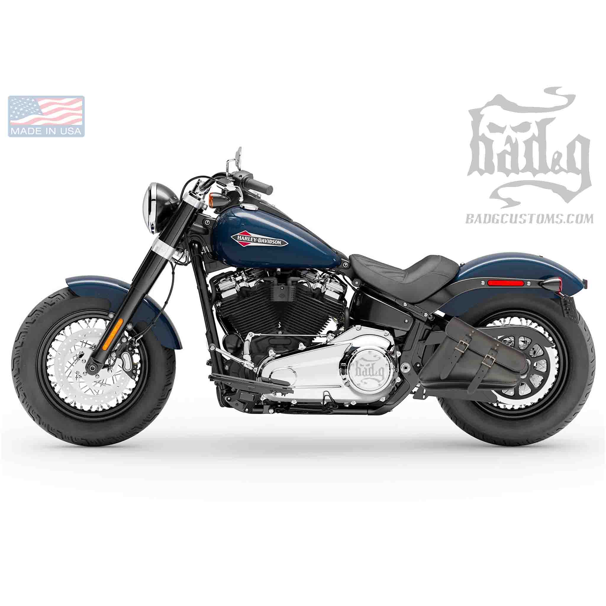 Upgrade your Harley-Davidson® Softail with the SHL06 Left Side Swingarm Solo Bag. Hand crafted in USA with premium leather and top quality hardware. Designed to fit all 2018-Later Harley-Davidson® Softail models*. Durable and stylish, it features easy installation and it's the perfect fit for your motorcycle.