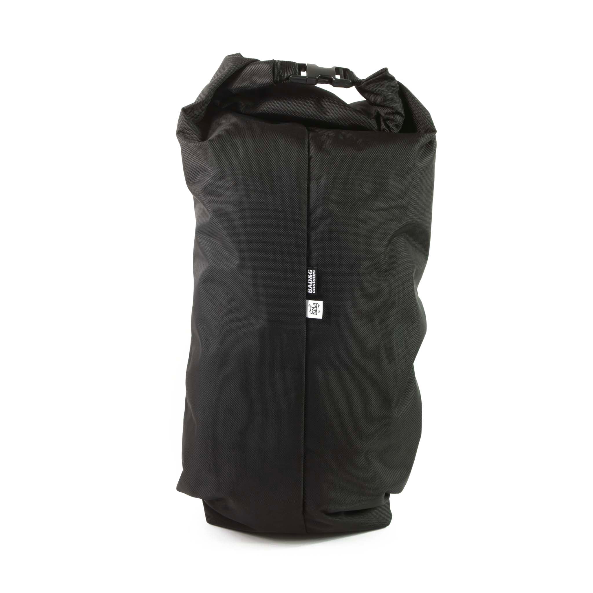 Roll-top end detail—rolled and buckled for waterproof seal