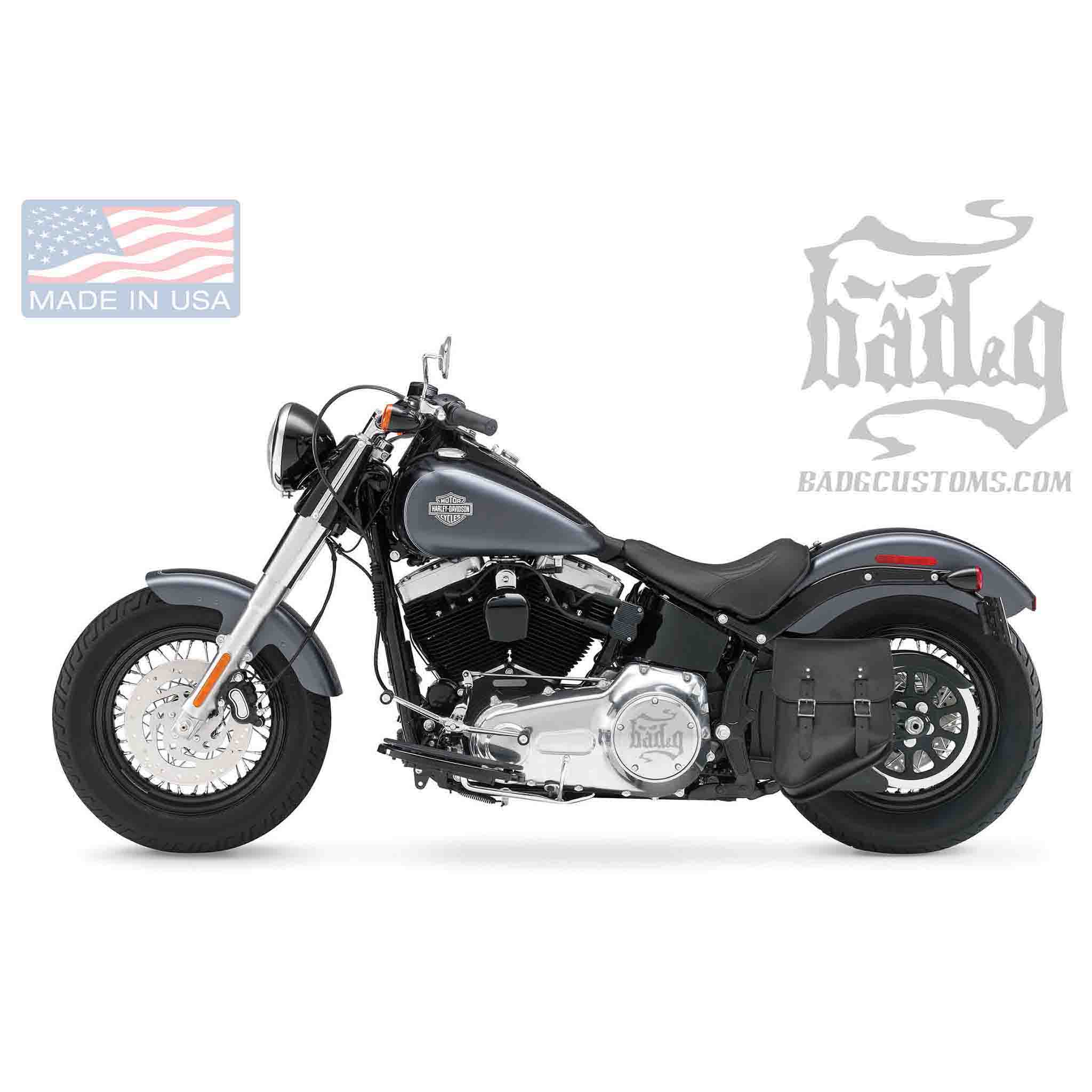 Upgrade your Harley-Davidson® Softail with the SHL03 Left Side Swingarm Solo Bag. Hand crafted in USA with premium leather and top quality hardware. Designed to fit all 2018-Later Harley-Davidson® Softail models*. Durable and stylish, it features easy installation and it's the perfect fit for your motorcycle.